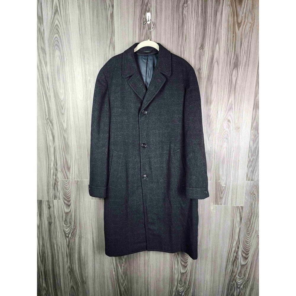 Vintage Dunbrook Mens Charcoal Gray Wool Overcoat Union Made George Nebraska
